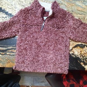 Unisex fuzzy zip pullover